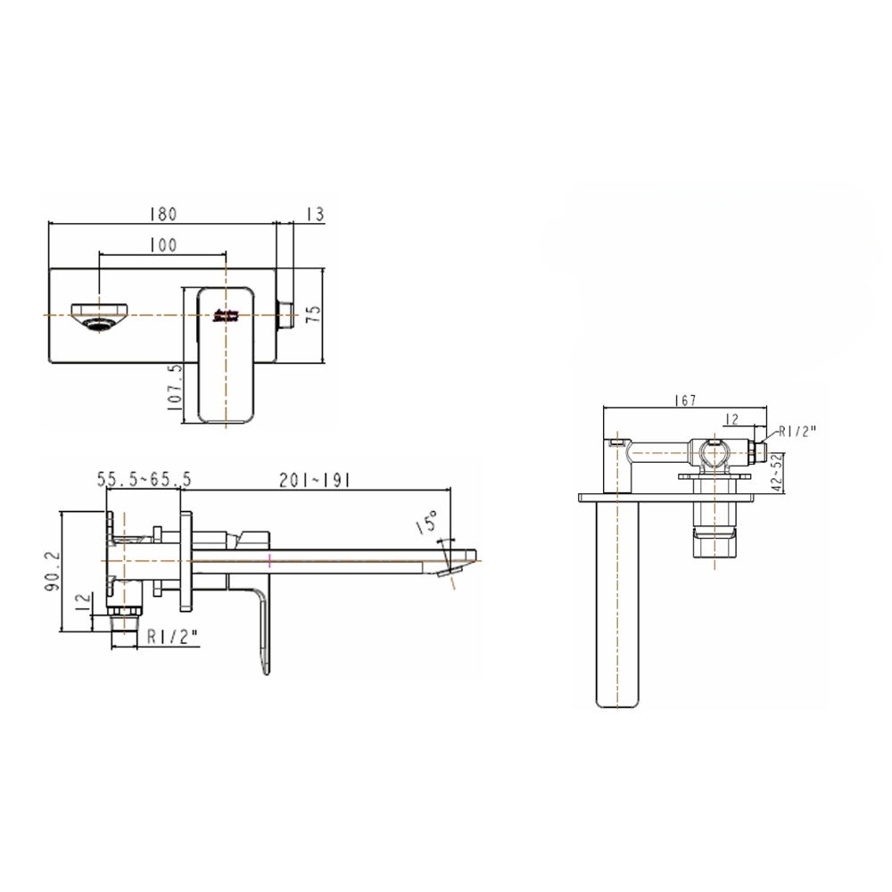 Vòi lavabo âm tường nóng lạnh Evolution American Standard WF-1304 (WF1304)