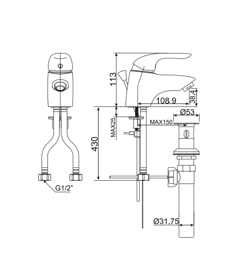 Vòi lavabo nóng lạnh American Standard Saga WF-1501 (WF1501)