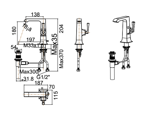 Vòi lavabo nóng lạnh American Standard Kastello WF-1601 (WF1601)
