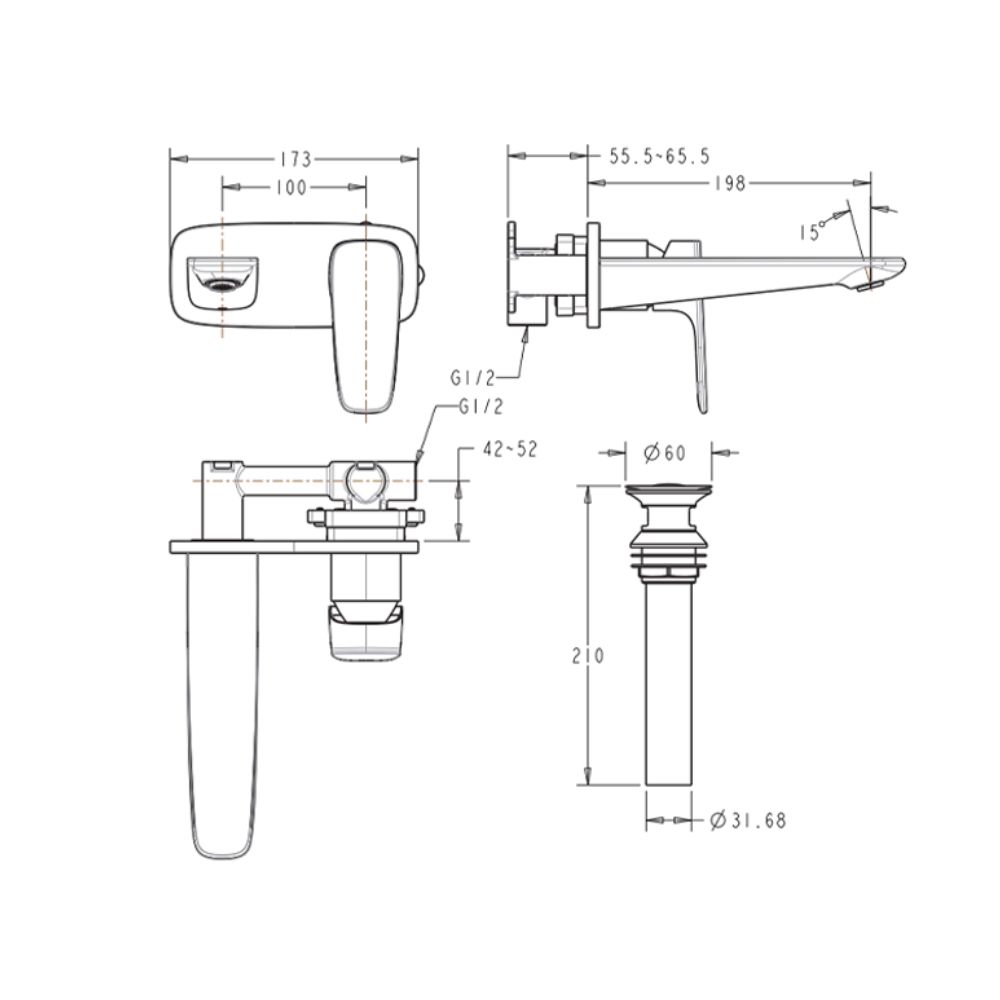Vòi chậu gắn tường Signature nóng lạnh American Standard WF-1704 (WF1704)