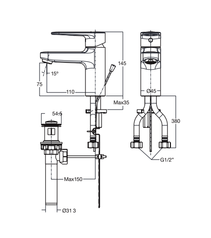Vòi lavabo nóng lạnh American Standard Codie WF-B201 (WFB201)