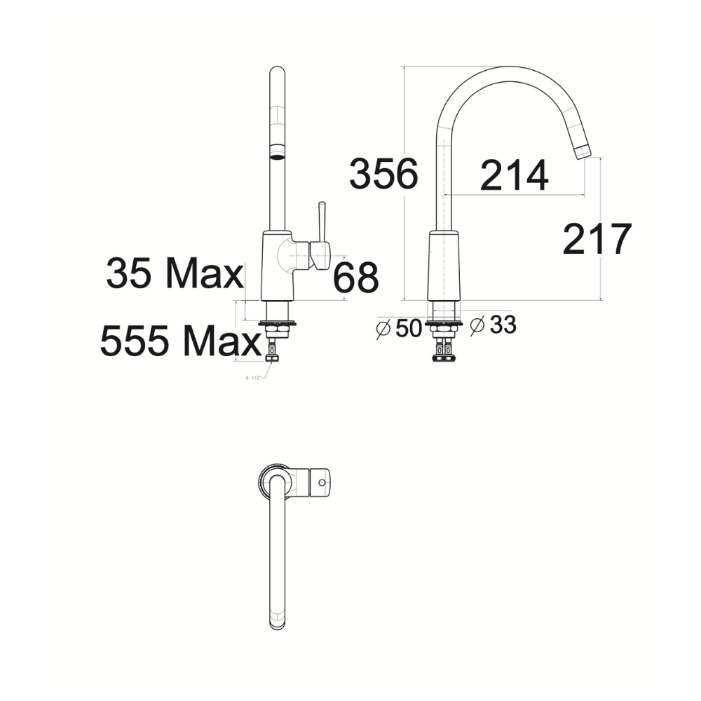 Bản vẽ thông số kỹ thật vòi bếp American Standard 1009080000