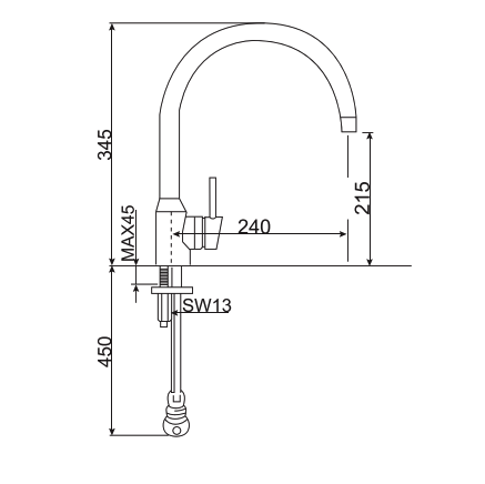 Vòi bếp cổ cong Minimalistic American Standard WF-5608 (WF5608)