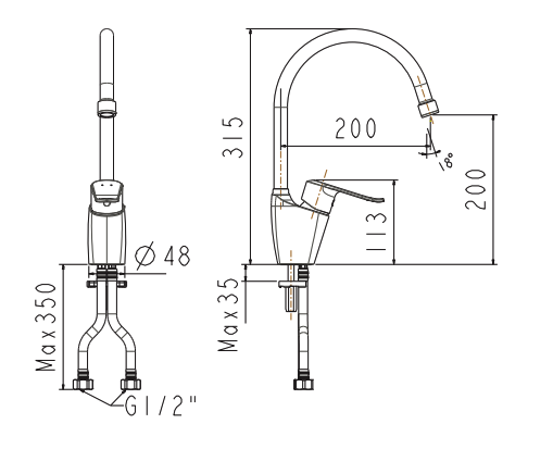 Vòi bếp nóng lạnh Neo Modern American Standard WF-5624 (WF5624)