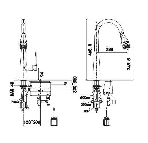 Vòi bếp cảm ứng với đầu phun American Standard WF-5644 (WF5644)