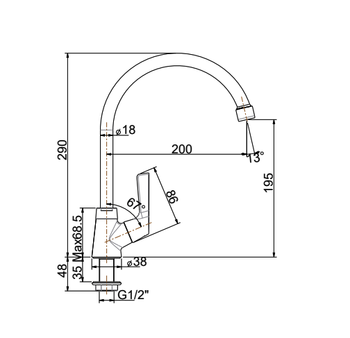 Vòi bếp Winston American Standard WF-T606 (WFT606)
