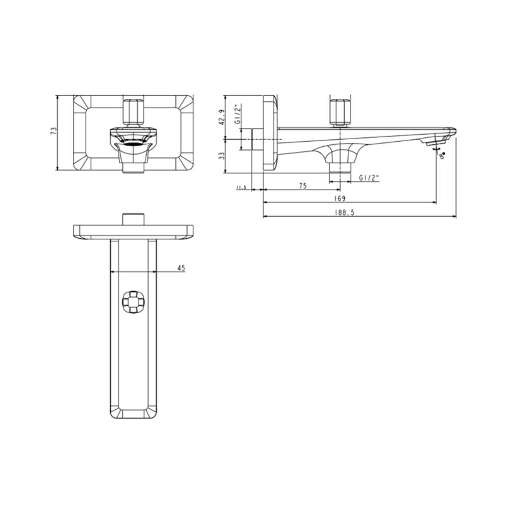 Vòi xả bồn âm tường American Standard WF-3662 (WF3662) (1136620000) Acacia Supasleek