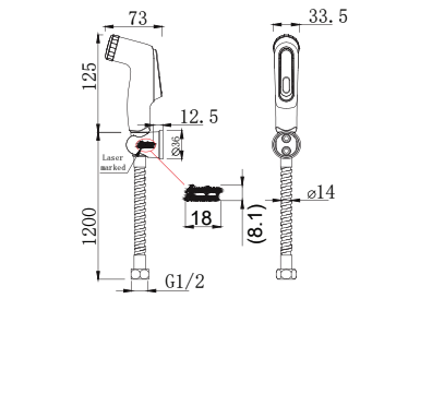 Vòi xịt vệ sinh American Standard FFAS8686 (đầu nhựa)