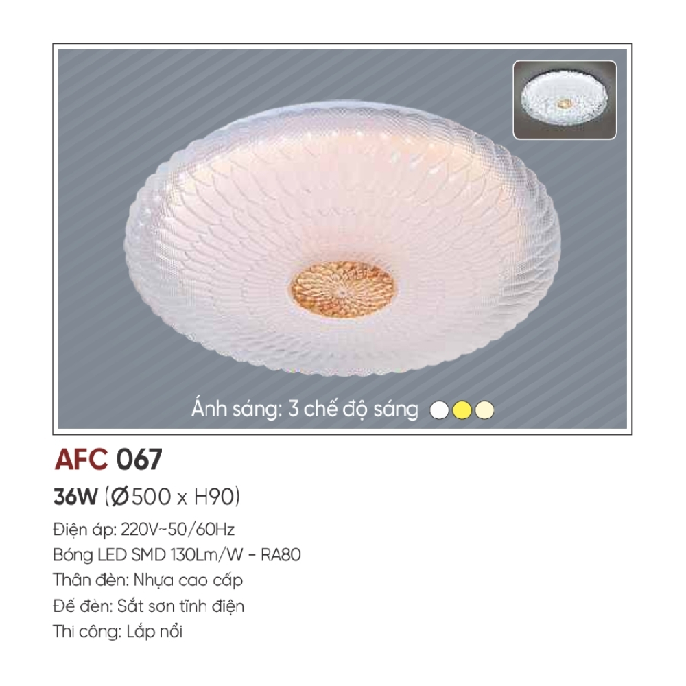 Đèn LED ốp trần nổi Anfaco 067 36W