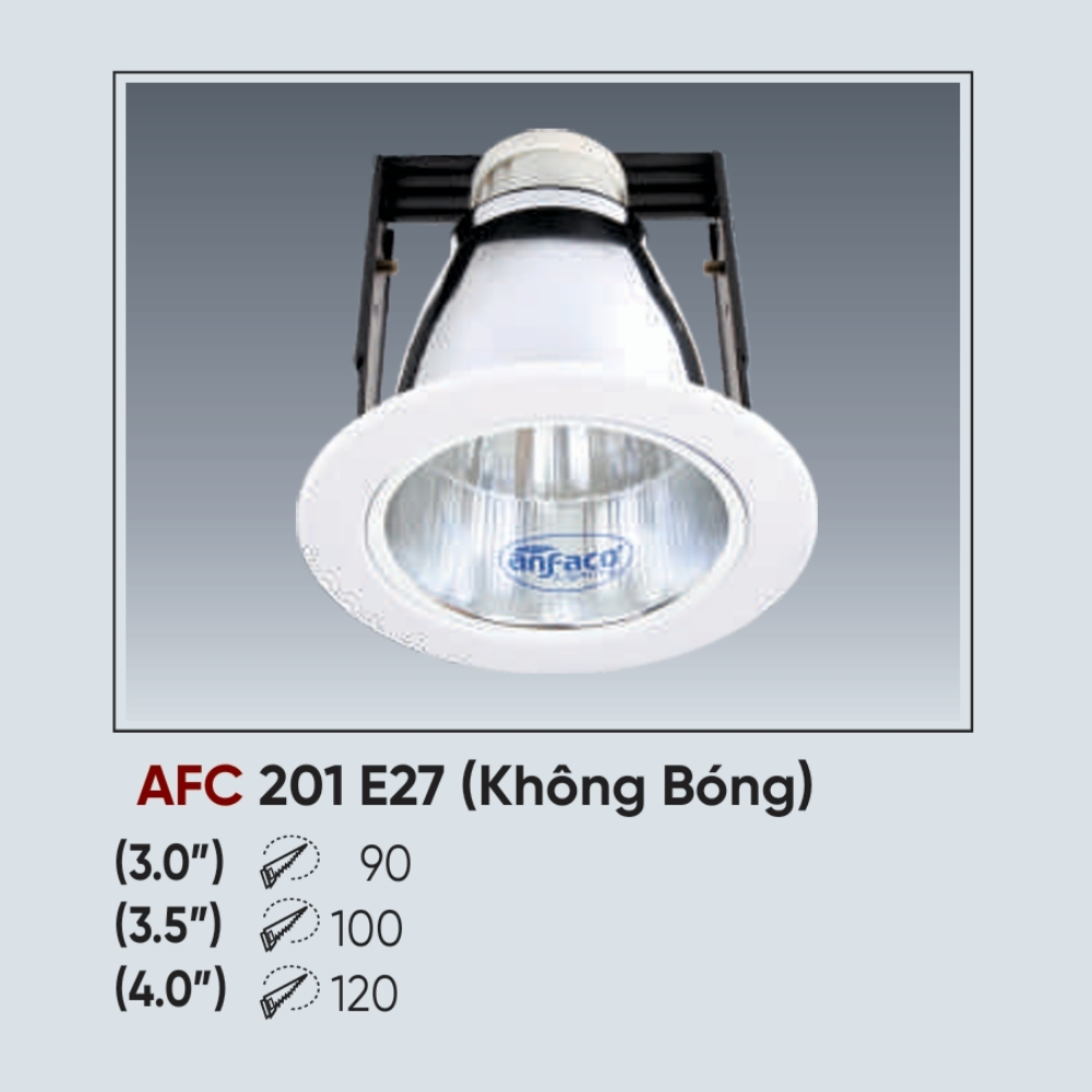 Thân đèn LED âm trần Anfaco 201 E27 (Không Bóng)