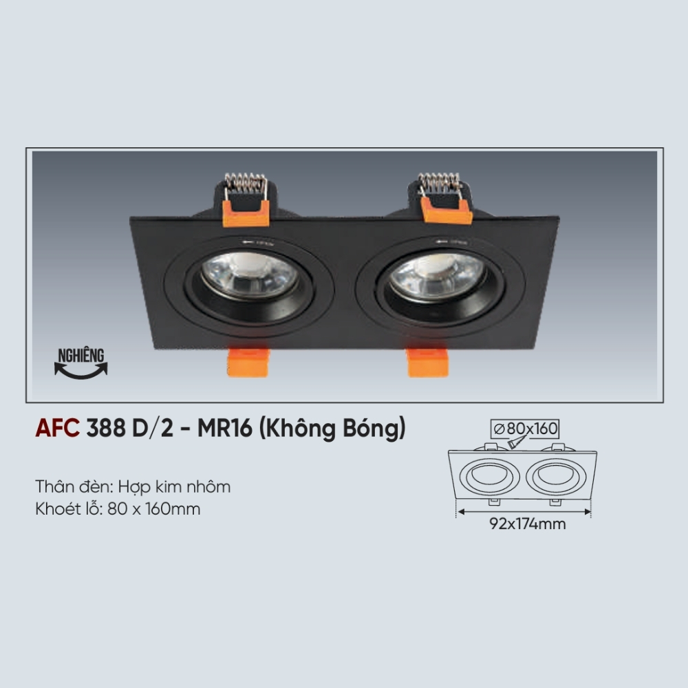 Thân đèn LED âm trần đôi Anfaco 388 D/2 - MR16 (Không Bóng)
