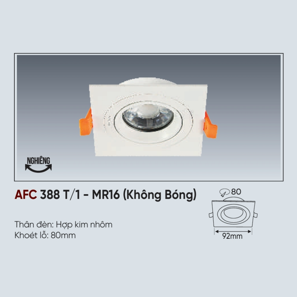 Thân đèn LED âm trần Anfaco 388 T/1 - MR16 (Không Bóng)