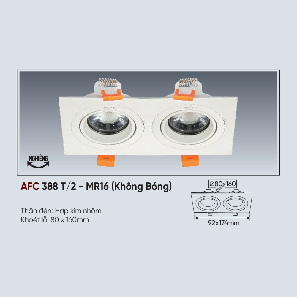 Thân đèn LED âm trần đôi Anfaco 388 T/2 - MR16 (Không Bóng)