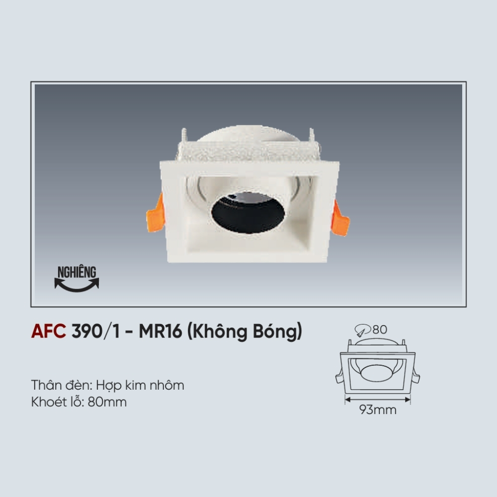 Thân đèn LED âm trần Anfaco 390/1 - MR16 (Không Bóng)