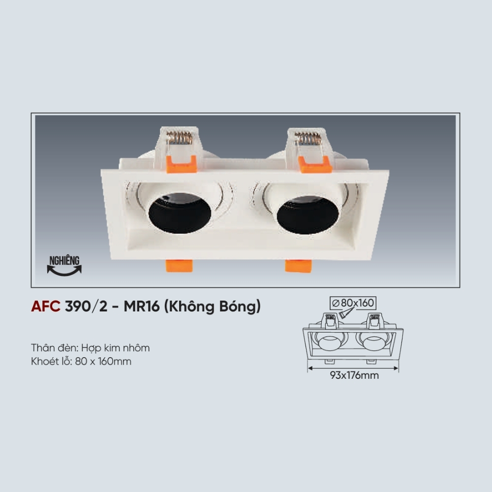 Thân đèn LED âm trần đôi Anfaco 390/2 - MR16 (Không Bóng)