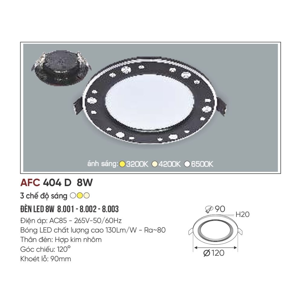 Đèn LED downlight âm trần Anfaco 404 D LED 8W