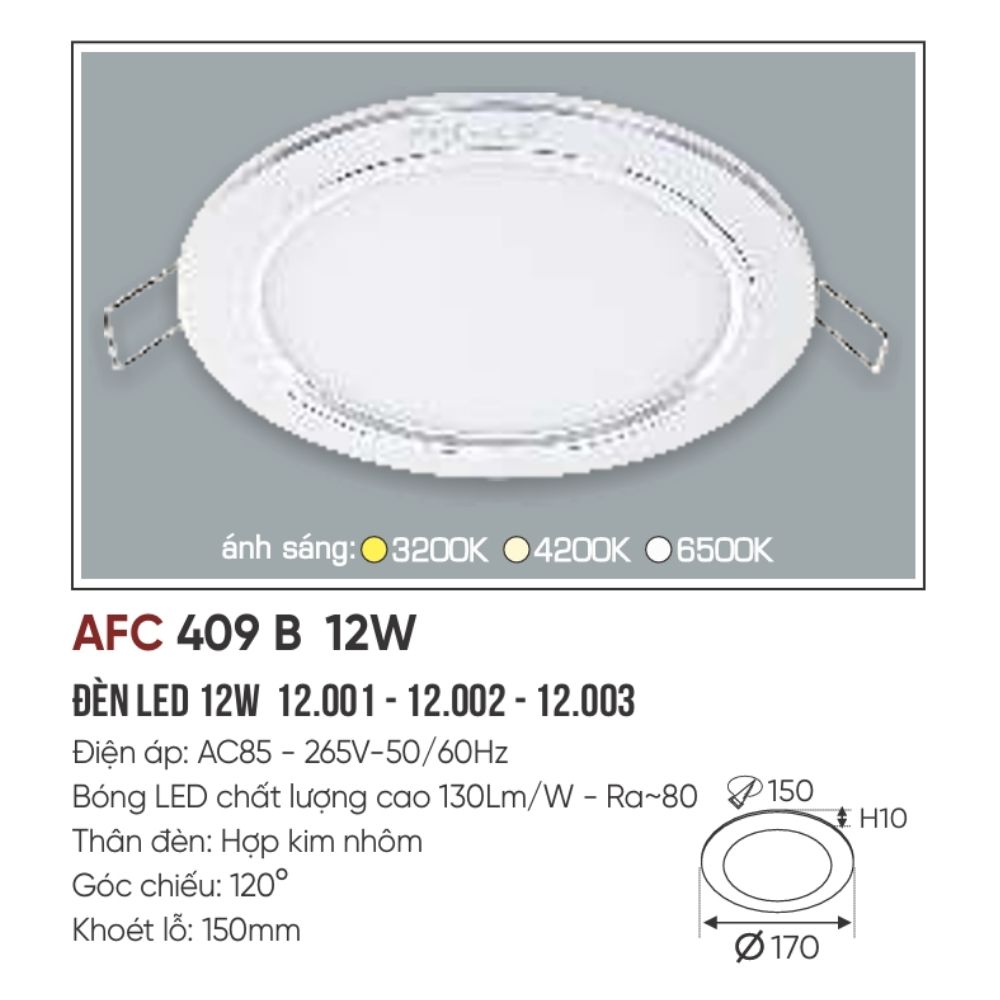 Đèn LED panel âm trần siêu mỏng Anfaco 409 B LED 12W