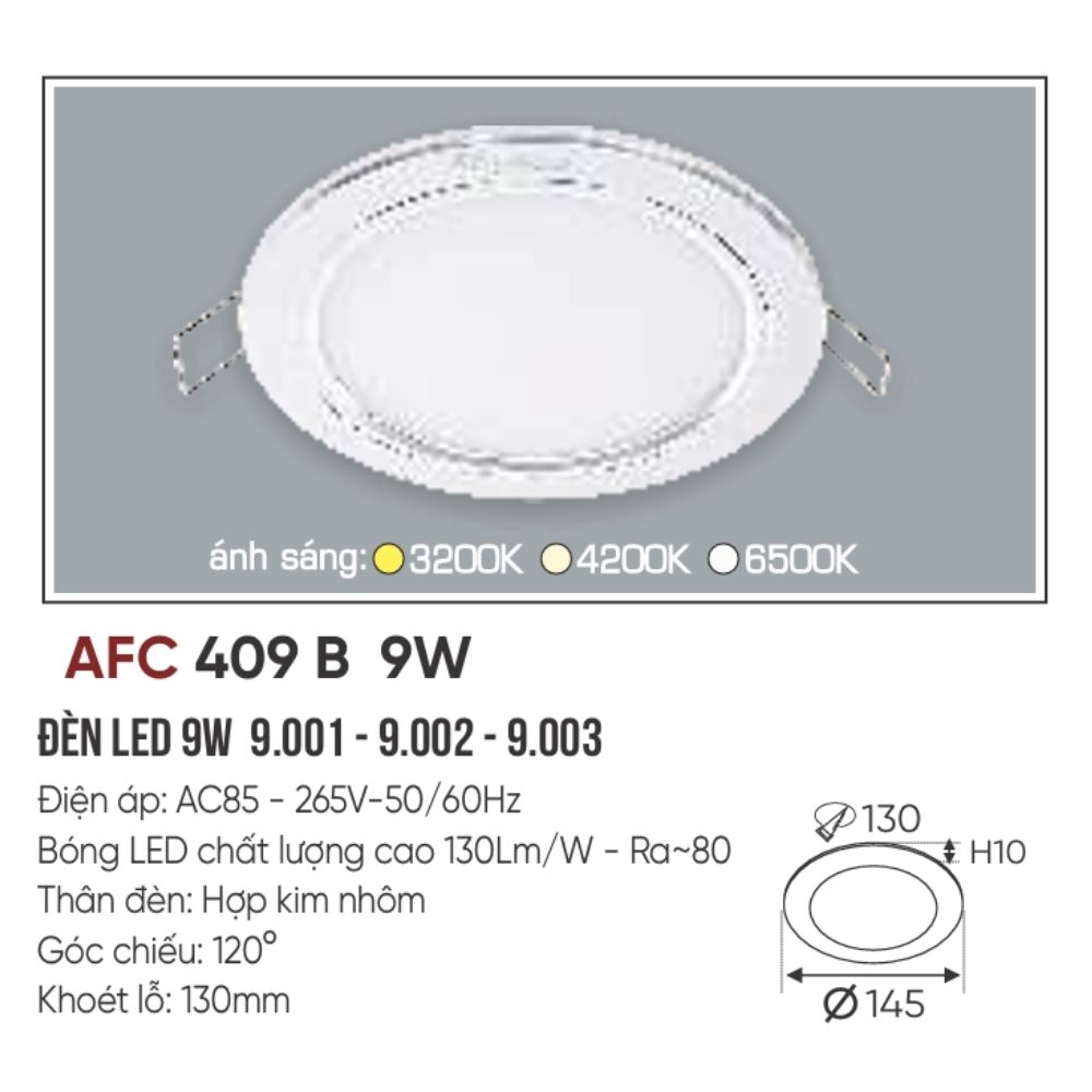 Đèn LED panel âm trần siêu mỏng Anfaco 409 B LED 9W