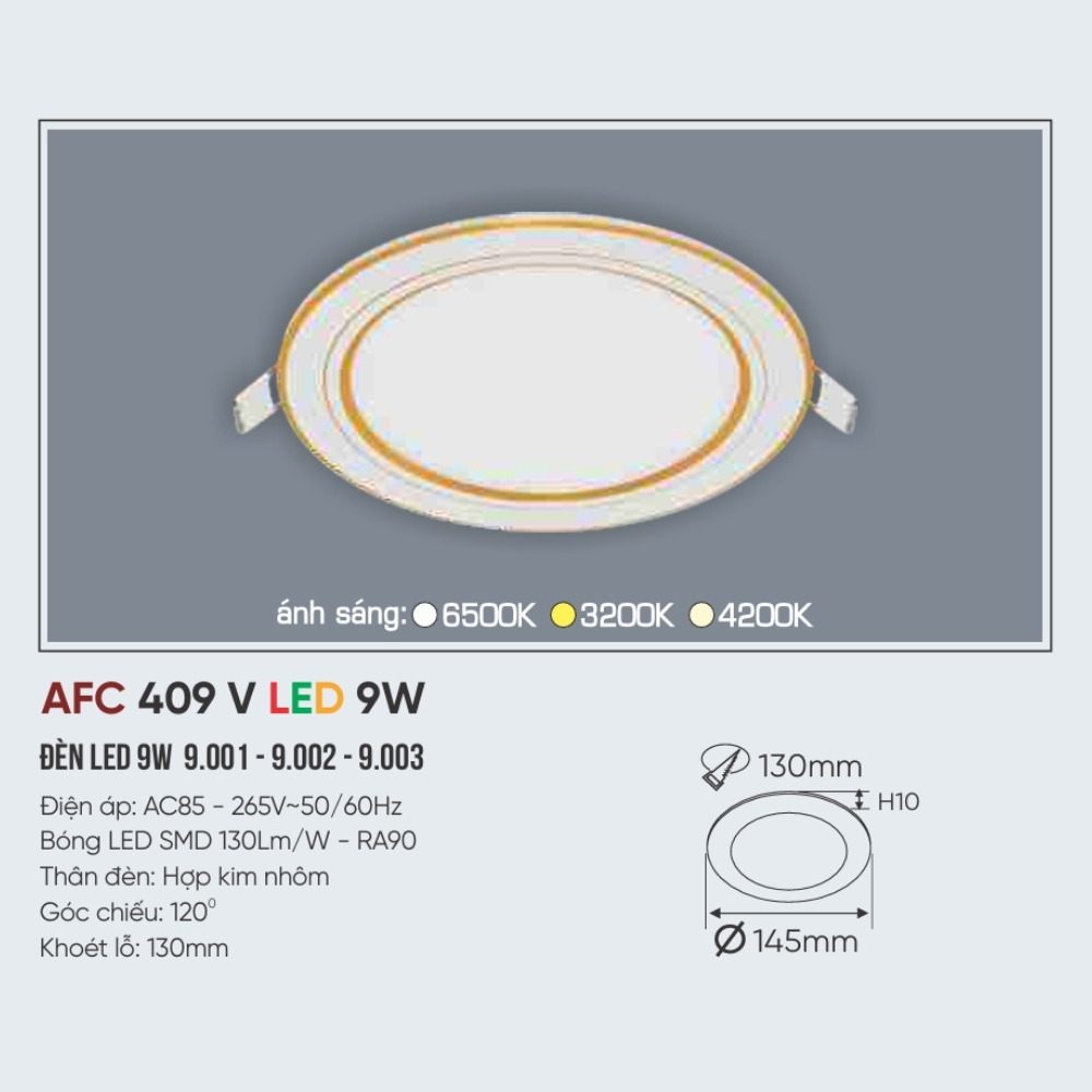 Đèn LED panel âm trần siêu mỏng Anfaco 409 V LED 9W