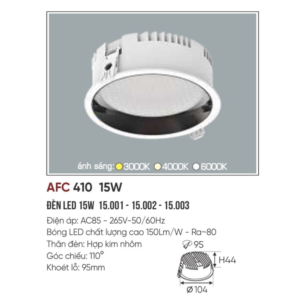Đèn LED downlight âm trần Anfaco 410 LED 15W