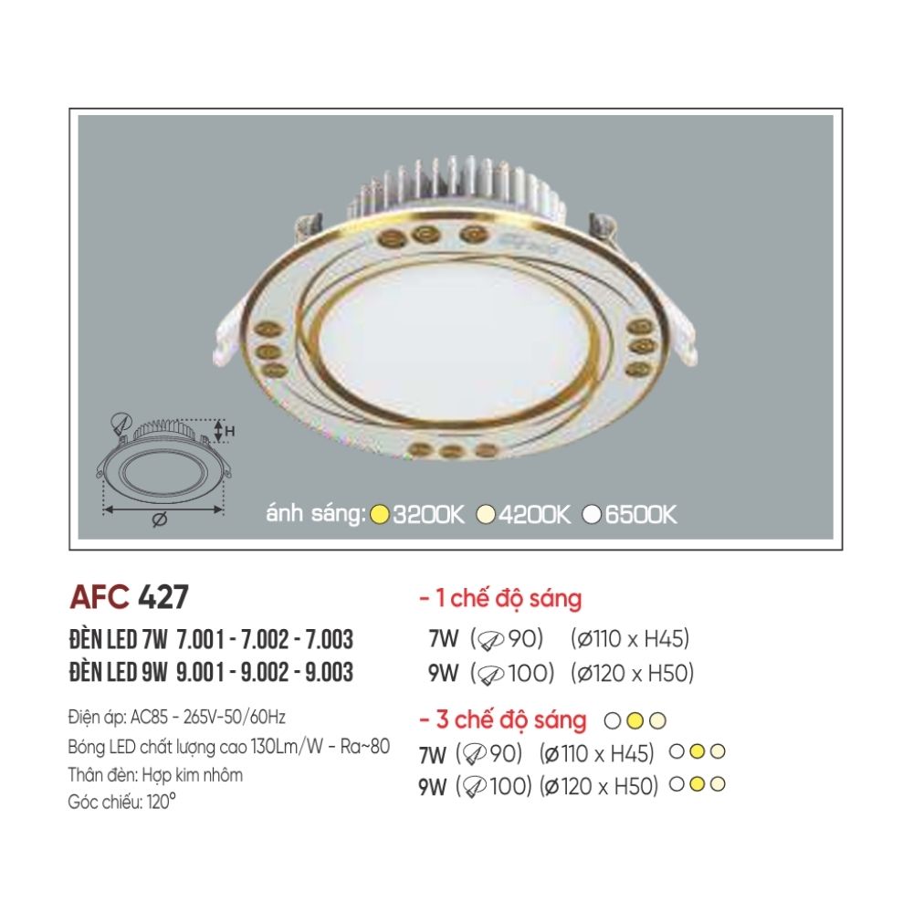 Đèn LED downlight âm trần Anfaco 427 LED 7W