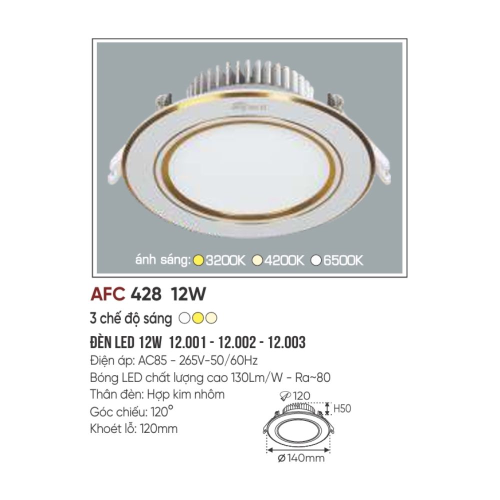 Đèn LED downlight âm trần Anfaco 428 LED 12W