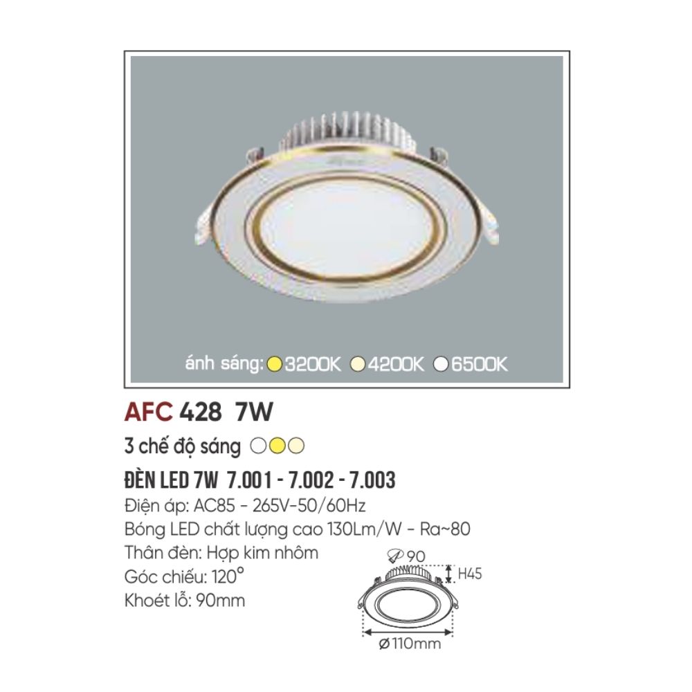 Đèn LED downlight âm trần Anfaco 428 LED 7W