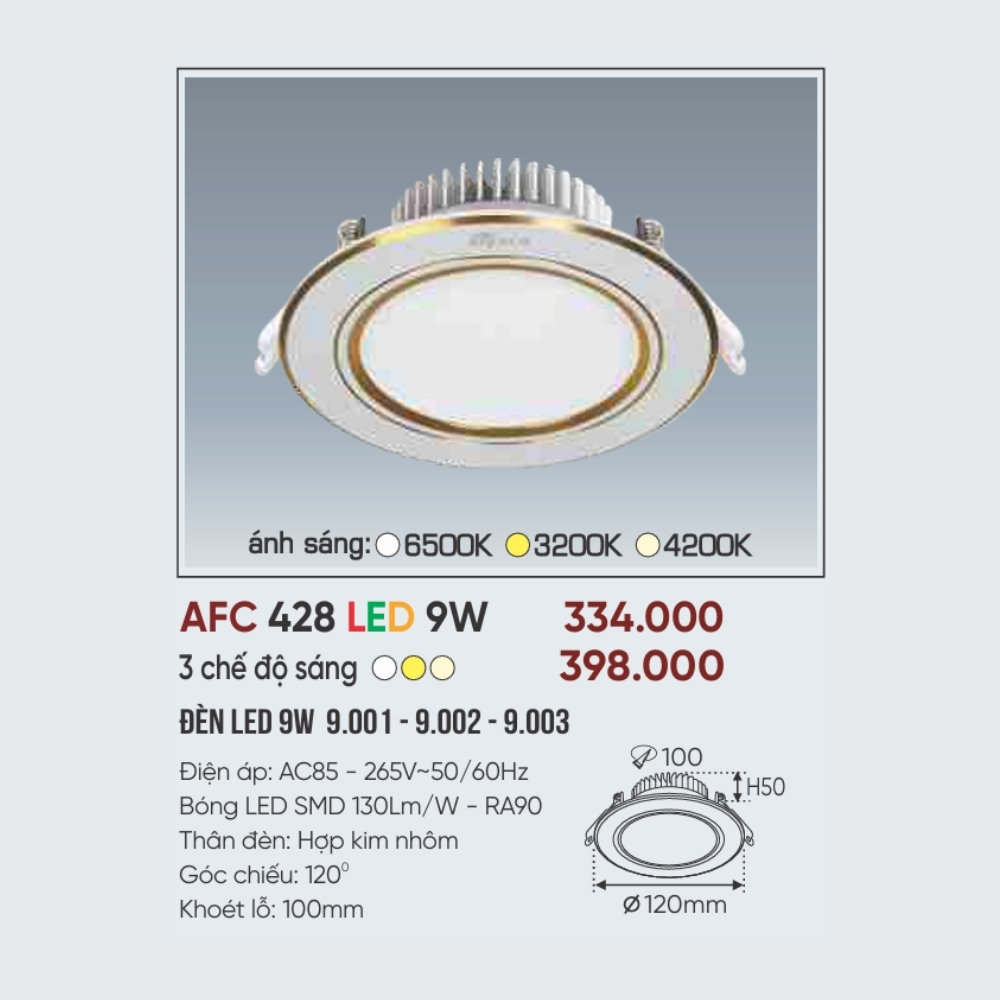 Đèn LED downlight âm trần Anfaco 428 LED 9W
