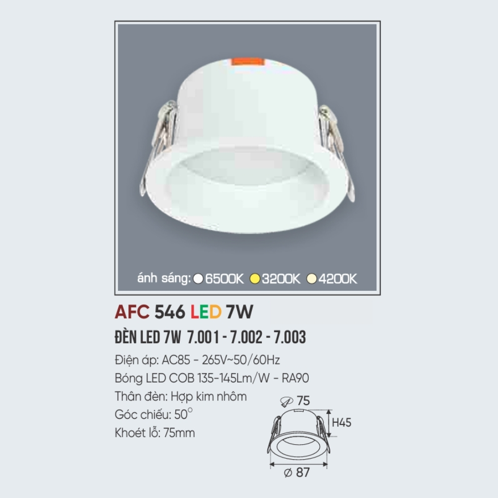 Đèn LED downlight âm trần Anfaco 546 LED 7W