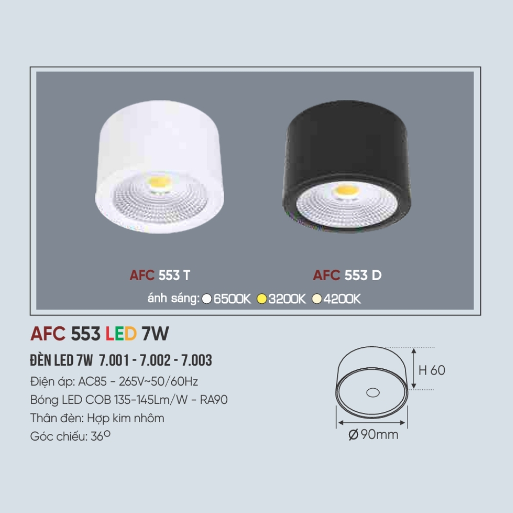 Đèn LED downlight nổi Anfaco 553 T LED 7W
