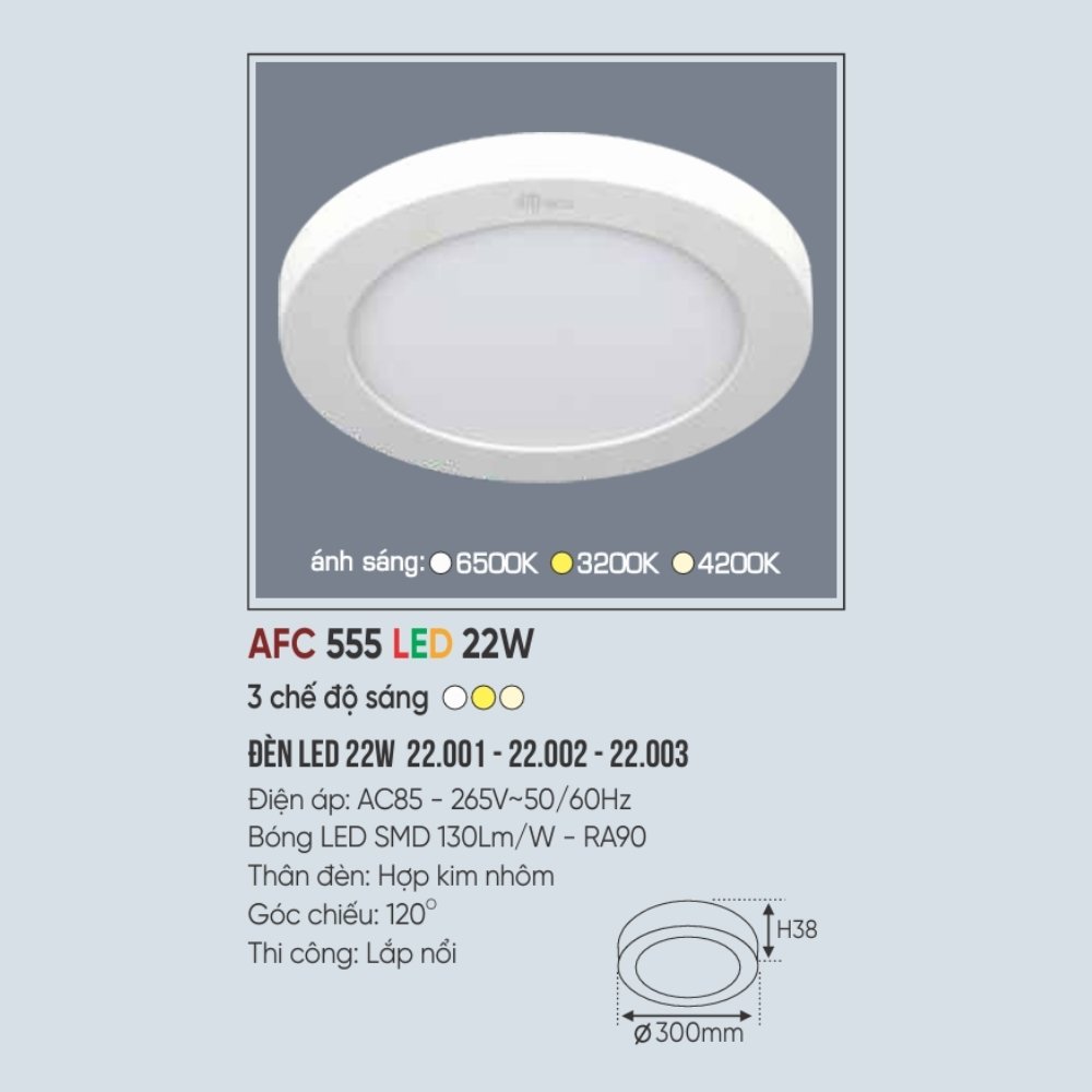 Đèn LED ốp trần nổi Anfaco 555 LED 22W