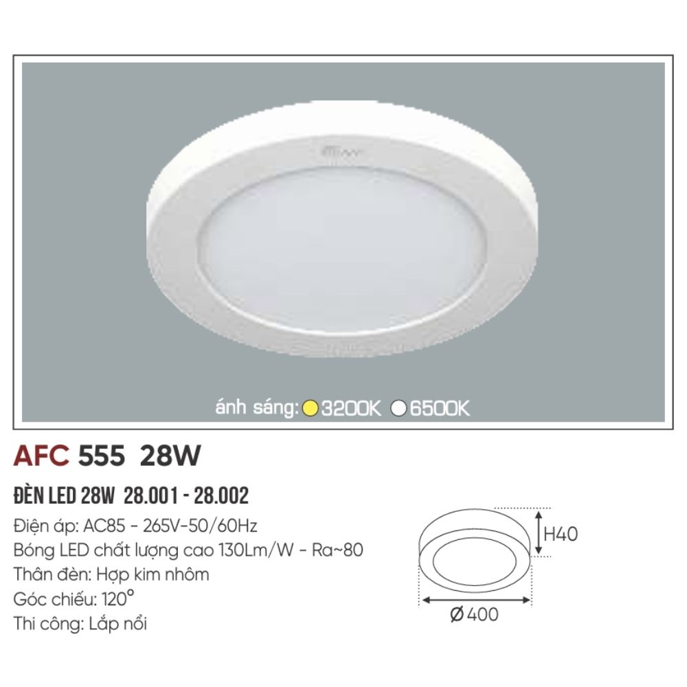 Đèn LED ốp trần nổi Anfaco 555 LED 28W