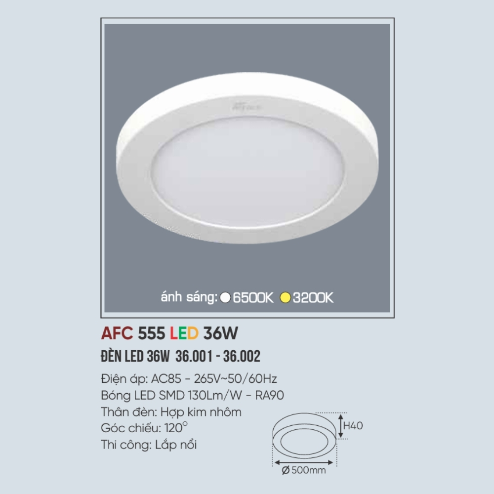 Đèn LED ốp trần nổi Anfaco 555 LED 36W