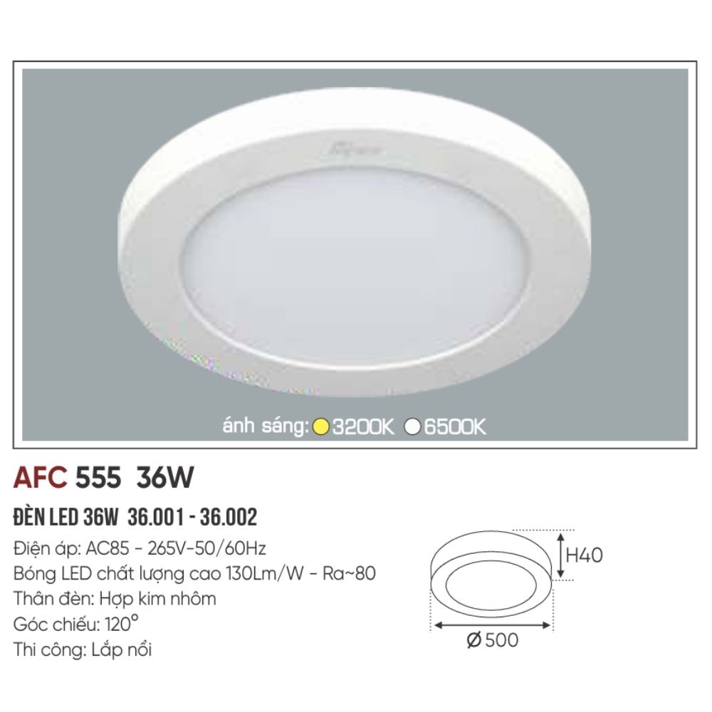 Đèn LED ốp trần nổi Anfaco 555 LED 36W