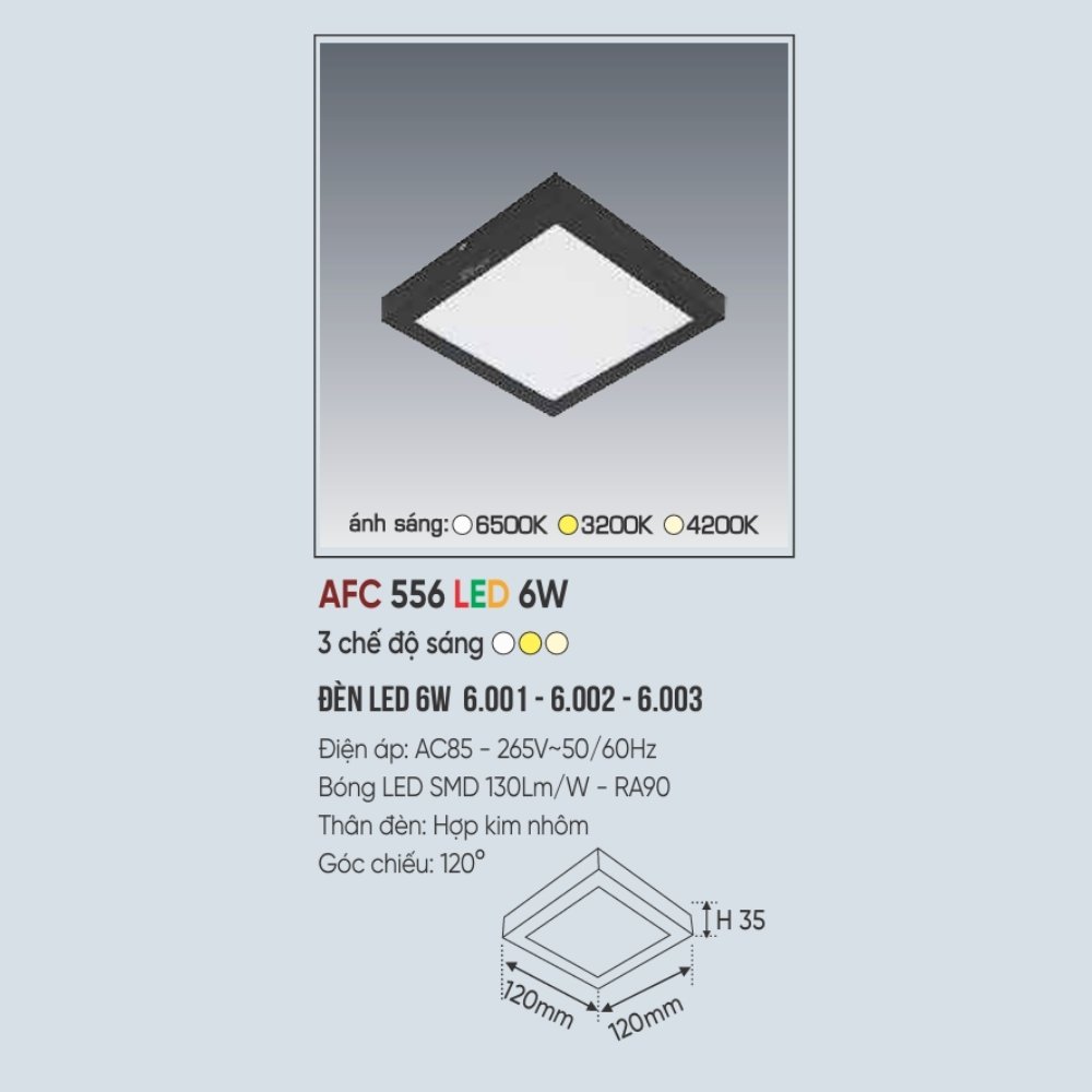 Đèn LED ốp trần nổi Anfaco 556 Đen LED 6W