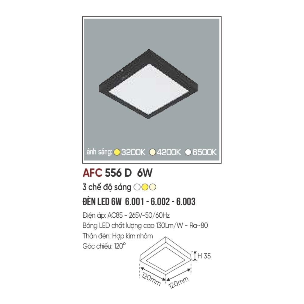 Đèn LED ốp trần nổi Anfaco 556 Đen LED 6W