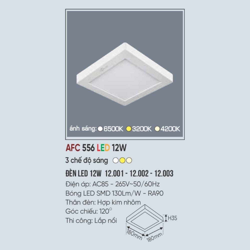 Đèn LED ốp trần nổi Anfaco 556 LED 12W