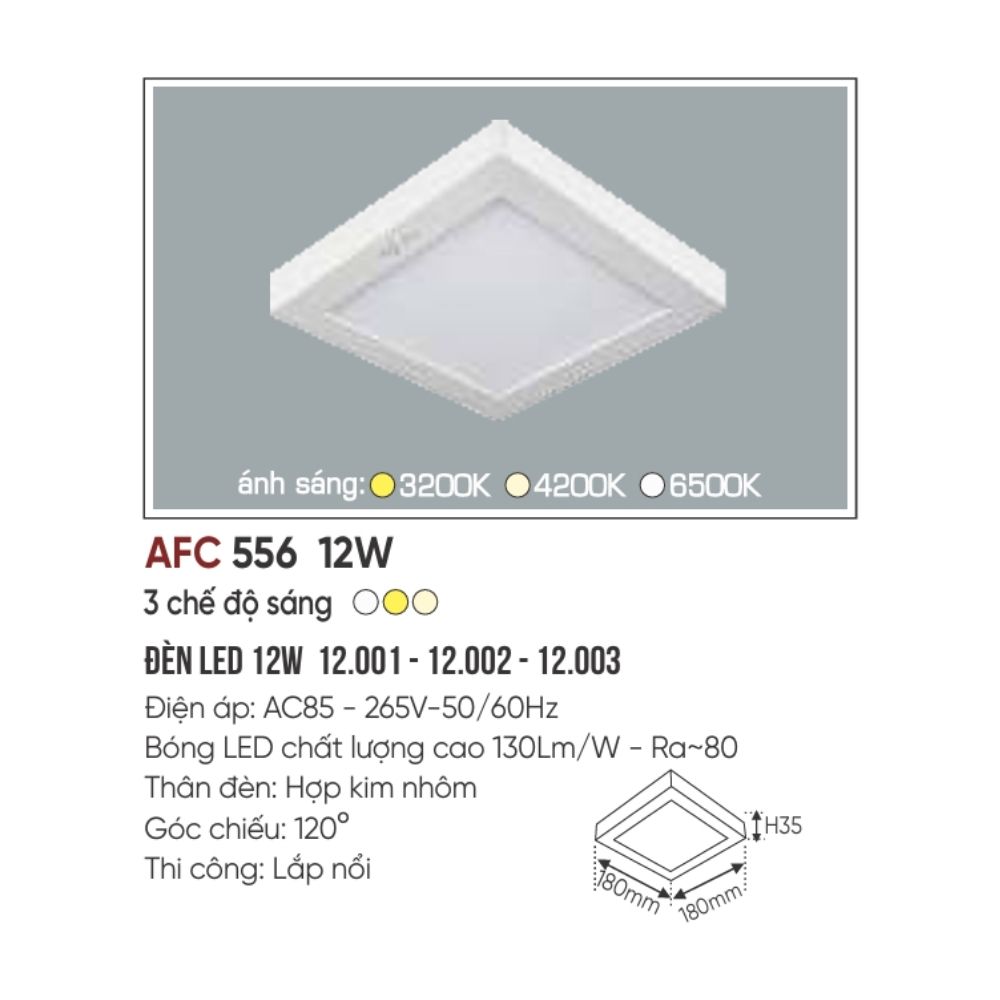 Đèn LED ốp trần nổi Anfaco 556 LED 12W