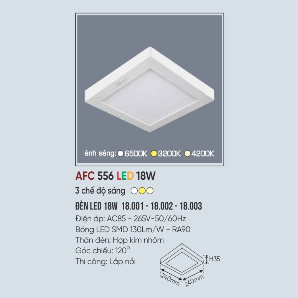 Đèn LED ốp trần nổi Anfaco 556 LED 18W
