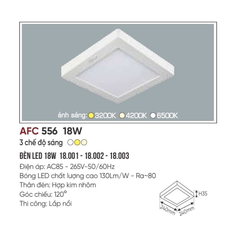 Đèn LED ốp trần nổi Anfaco 556 LED 18W