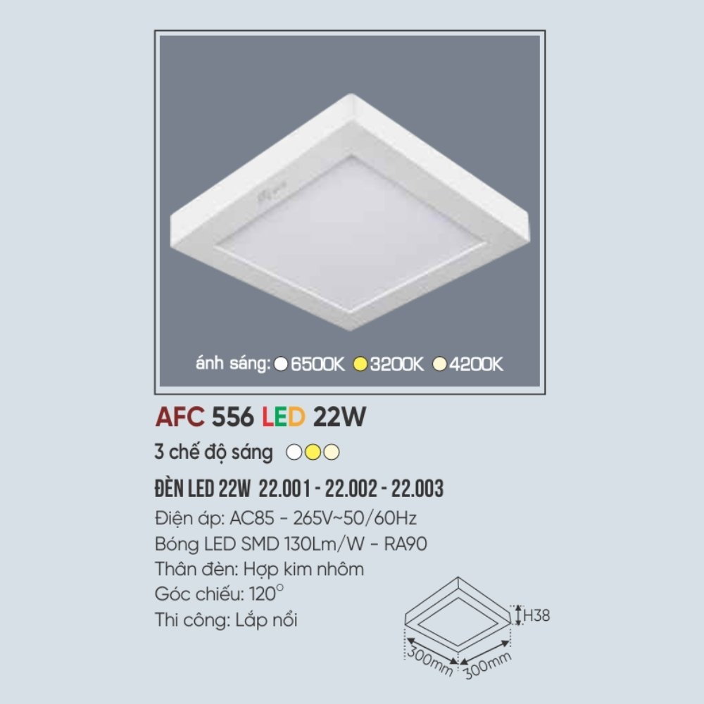 Đèn LED ốp trần nổi Anfaco 556 LED 22W