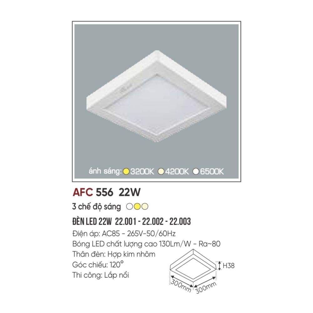 Đèn LED ốp trần nổi Anfaco 556 LED 22W