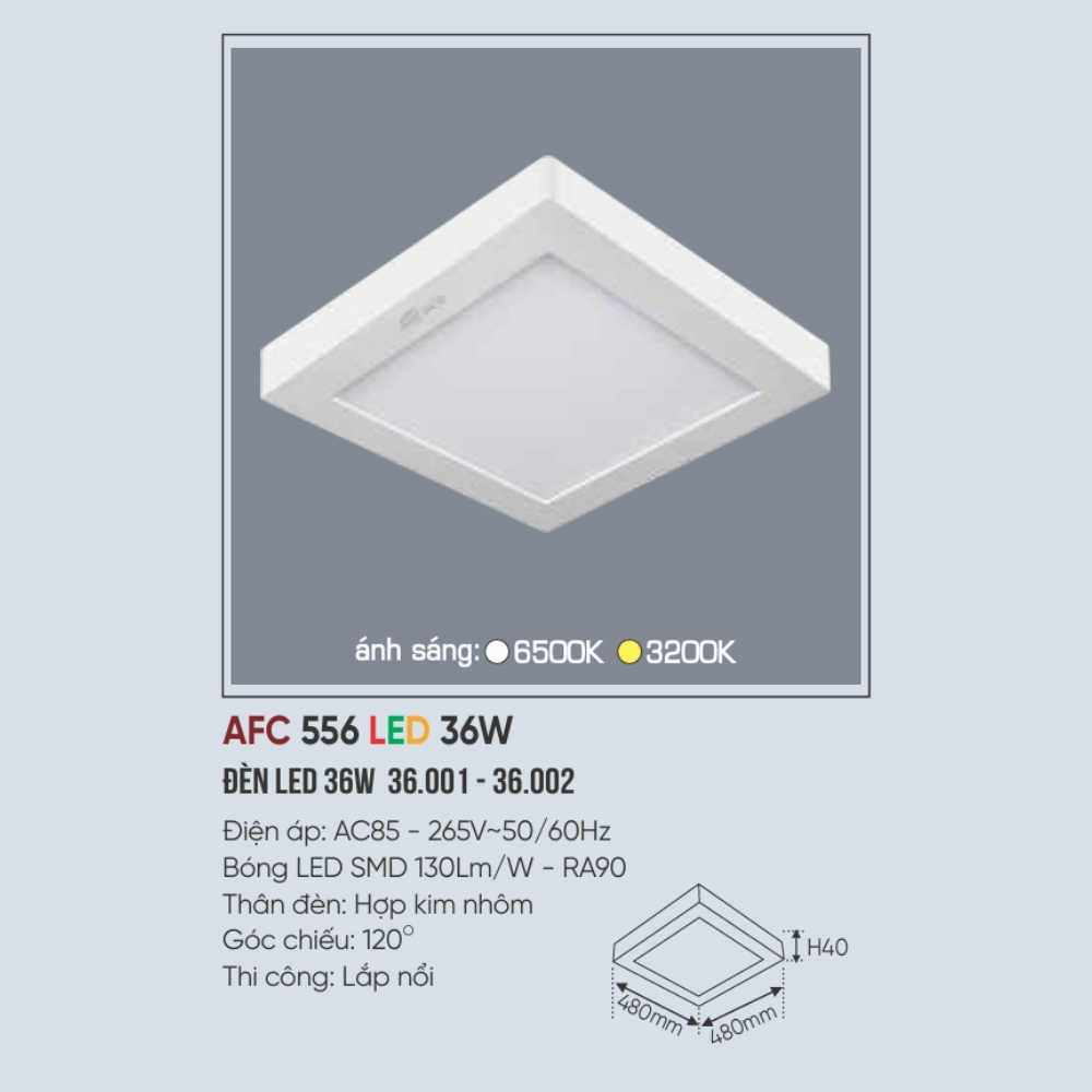 Đèn LED ốp trần nổi Anfaco 556 LED 36W