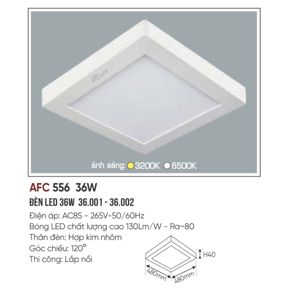 Đèn LED ốp trần nổi Anfaco 556 LED 36W