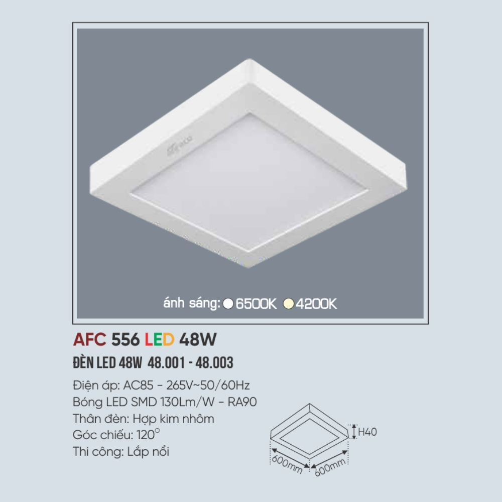 Đèn LED ốp trần nổi Anfaco 556 LED 48W