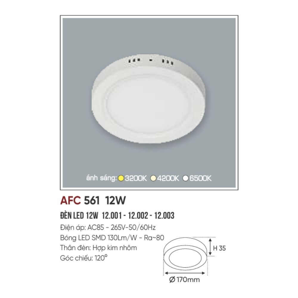 Đèn LED ốp trần nổi Anfaco 561 LED 12W