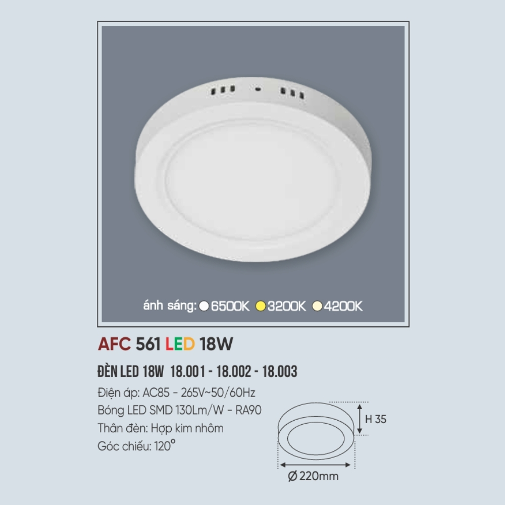 Đèn LED ốp trần nổi Anfaco 561 LED 18W