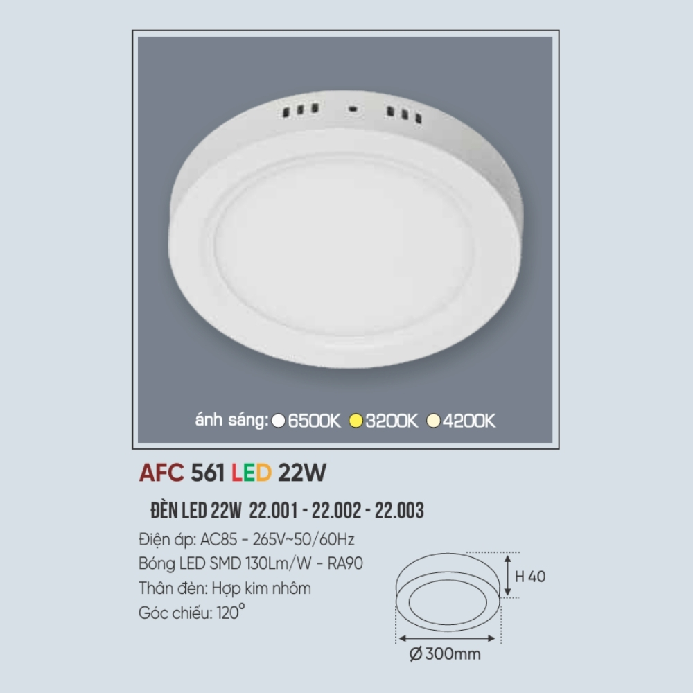 Đèn LED ốp trần nổi Anfaco 561 LED 22W