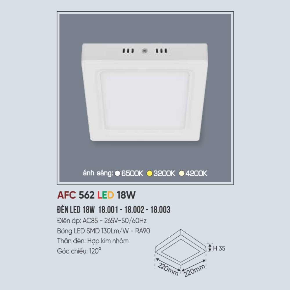 Đèn LED ốp trần nổi Anfaco 562 LED 18W