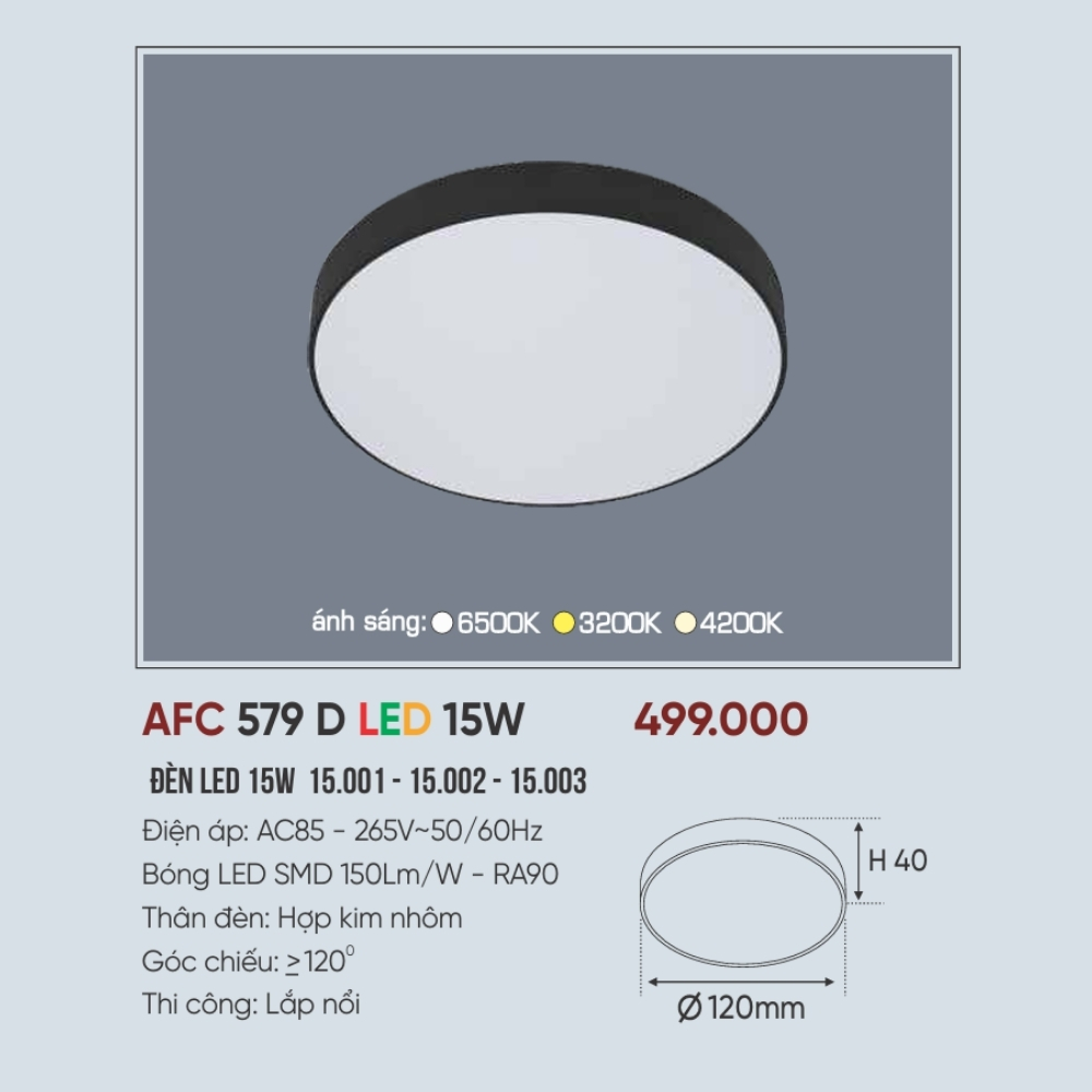 Đèn LED ốp trần nổi Anfaco 579 D LED 15W